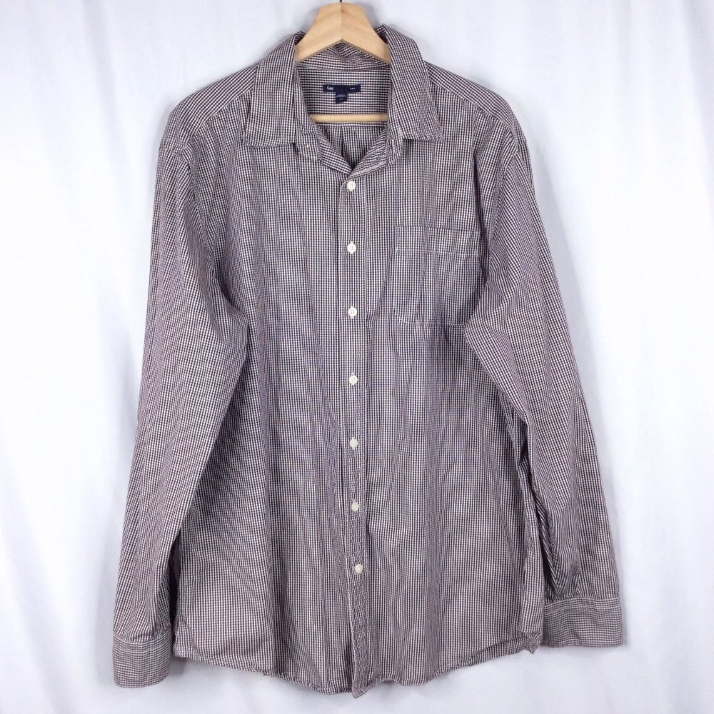 Gap Men's Gingham Check Plaid‎ Shirt Size XL Long Sleeve Button Down